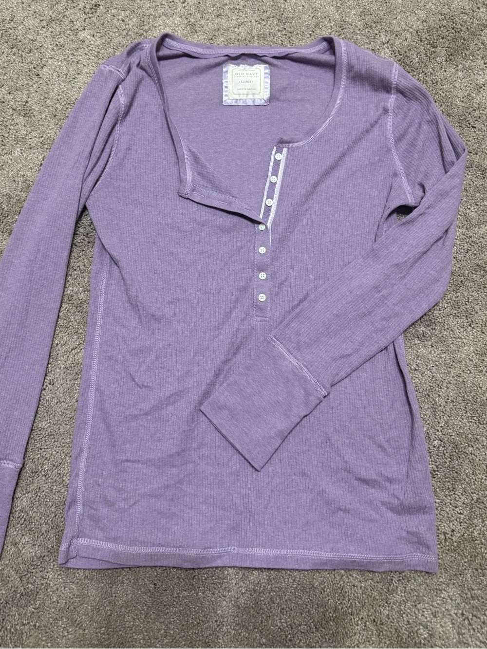 Vintage Y2K Old Navy Lavender Thermal Henley Shirt xl Bella Swan Twilight Sty